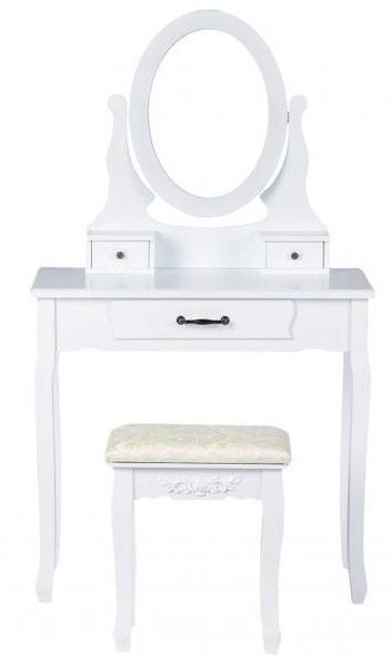 Столик-косметичка GoodHome 3240, белый, 75 см x 40 см x 139 см, с зеркалом