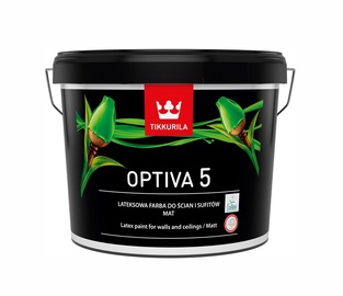 Vandeniniai akriliniai dažai Tikkurila Optiva 5 BA, balti, 9 l