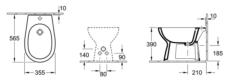Биде Gustavsberg 7G400001, 355 мм x 565 мм x 390 мм, белый