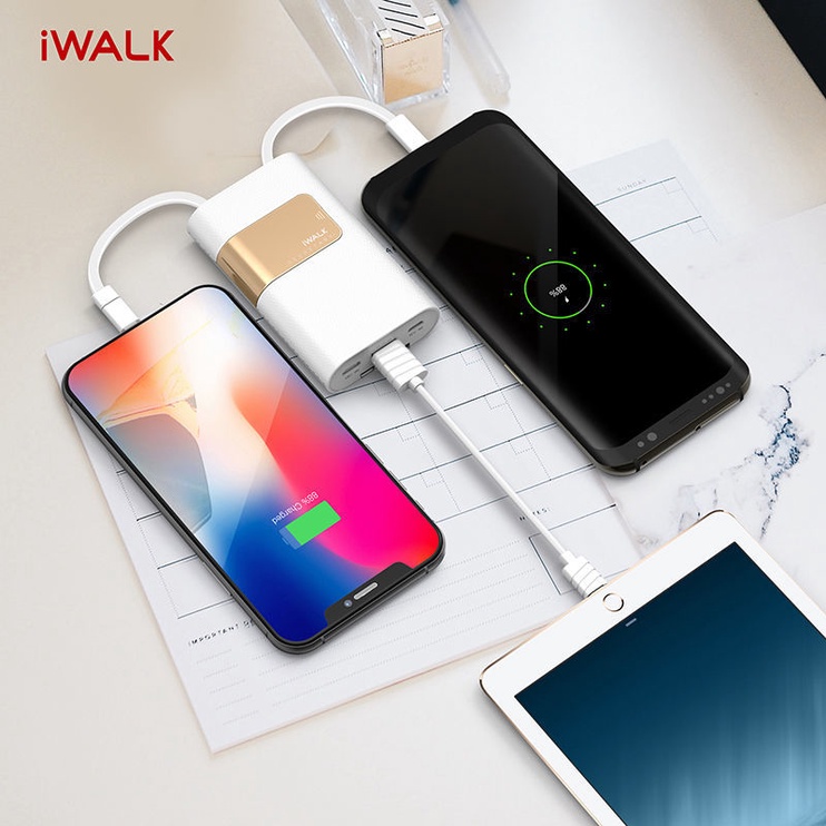 Nešiojamas įkroviklis (Power bank) iWalk Secretary Plus, 10000 mAh, balta