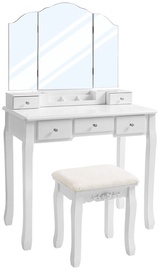Kosmētikas galds Songmics Vasagle, balta, 80x40x137.5 cm, with mirror