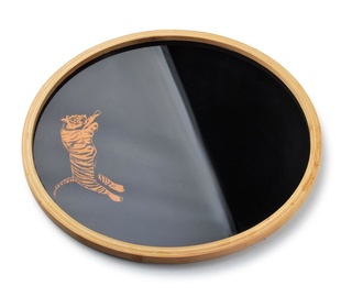 Mondex Tiger Black Round Tray 38x2cm