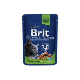 Konservuotas ėdalas katėms Brit Premium Chicken Slices Sterilised, 100 g