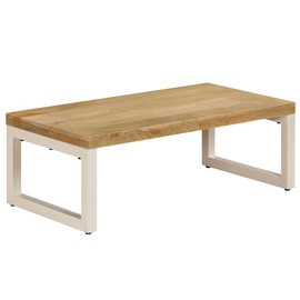 Kafijas galdiņš VLX Solid Mango Wood and Steel, gaiši brūna, 1100 mm x 500 mm x 350 mm