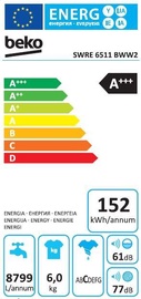 Skalbimo mašina Beko SWRE6511BWW2