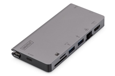 Jungčių stotelė Digitus Multiport Travel DA-70877 USB-C, pilka