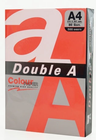 Kontoripaber Double A, A4, 80 g/m², punane