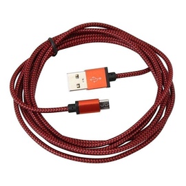 Platinet Fabric Cable MicroUSB To USB 2m Red