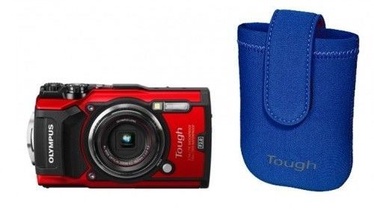 Olympus TG-5 Red + Neoprene Case Blue