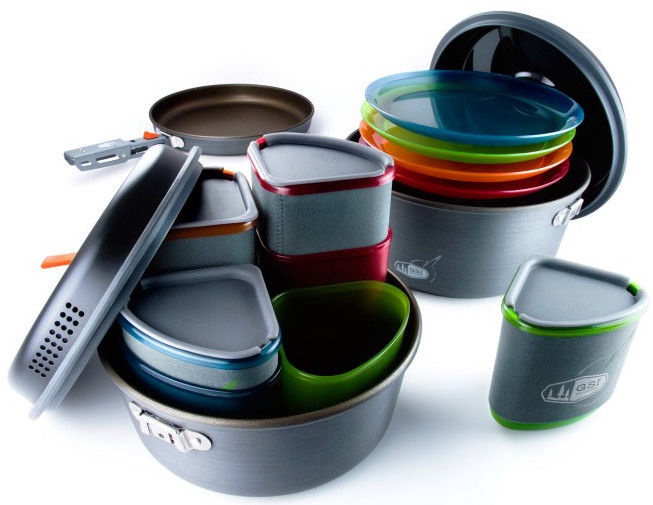 Набор туристической посуды GSI Outdoors Pinnacle Camper, алюминий/нейлон/силикон, серый/многоцветный