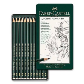 Grafīta zīmulis Faber Castell Graphite Pencil 9000, 2H/H/F/HB/B/2B/3B/4B/5B/6B/7B/8B, pelēka, 12 gab.