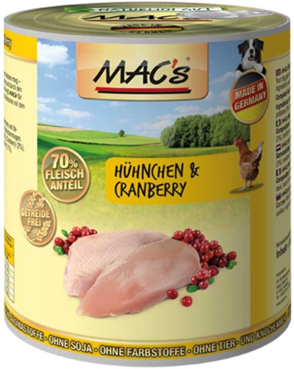 Mitrā barība (konservi) suņiem Mac's, vistas gaļa, 0.8 kg