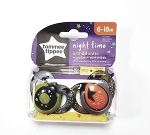 Соска Tommee Tippee Night Time Orthodontic 43336296, от 6 месяцев, 2 шт.