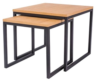 Журнальный столик Signal Meble Loft Largo Duo, черный/дубовый, 500x500x450 мм