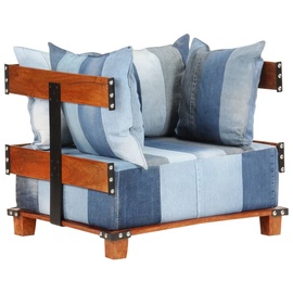 Tugitool VLX Sofa Denim Fabric, sinine/pruun, 67 cm x 80 cm x 62 cm