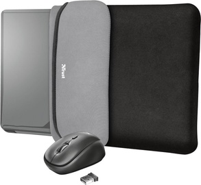 Trust Yvo Reversible 15.6" Laptop Sleeve + Wireless Mouse Black