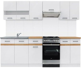 Virtuves komplekts Black Red White Junona, balta/ozola, 2.3 m