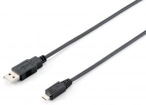 Провод Equip USB 2.0 male, Micro USB male, 1.8 м, черный