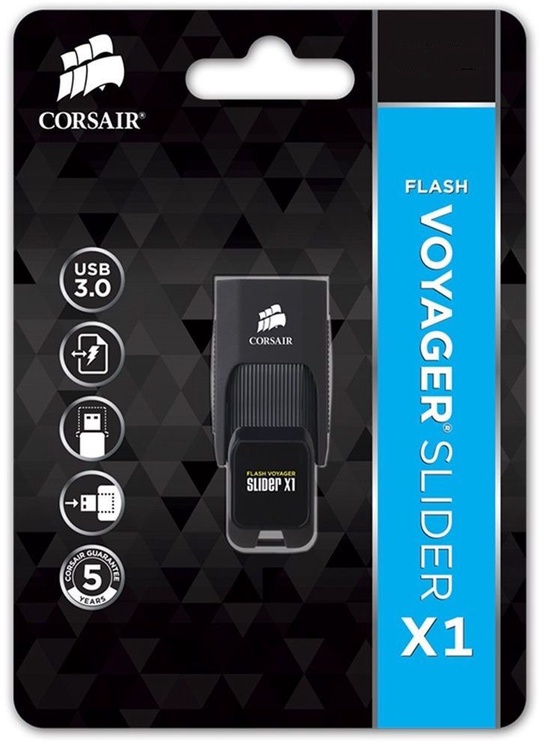 USB zibatmiņa Corsair Voyager Slider X1, melna, 128 GB