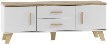 TV galds Cama Meble Lotta 140 White/Sonoma Oak, 1400x400x530 mm
