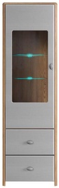 Black Red White Glass Door Cabinet Leda 60x195x42cm Larch/Grey