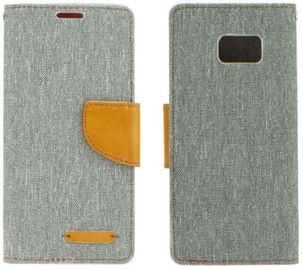 Forcell Canvas Book Case For Samsung Galaxy J7 J730F Grey