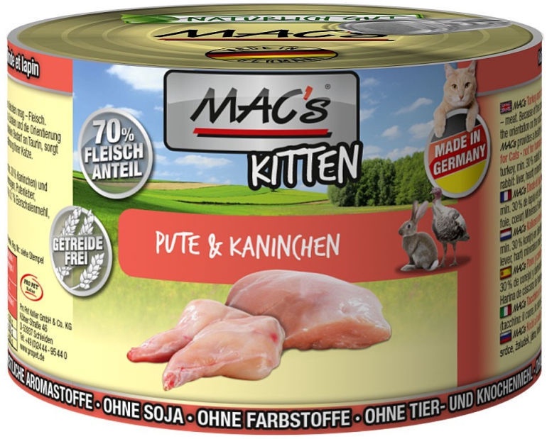 Влажный корм для кошек Mac's, крольчатина/индюшатина, 0.2 кг