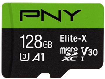 Atmiņas karte PNY Elite-X microSDXC 128GB UHS-I Class 10 U3 W/Adapter