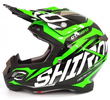 Мотоциклетный шлем Shiro, M (57-58 см), черный/зеленый