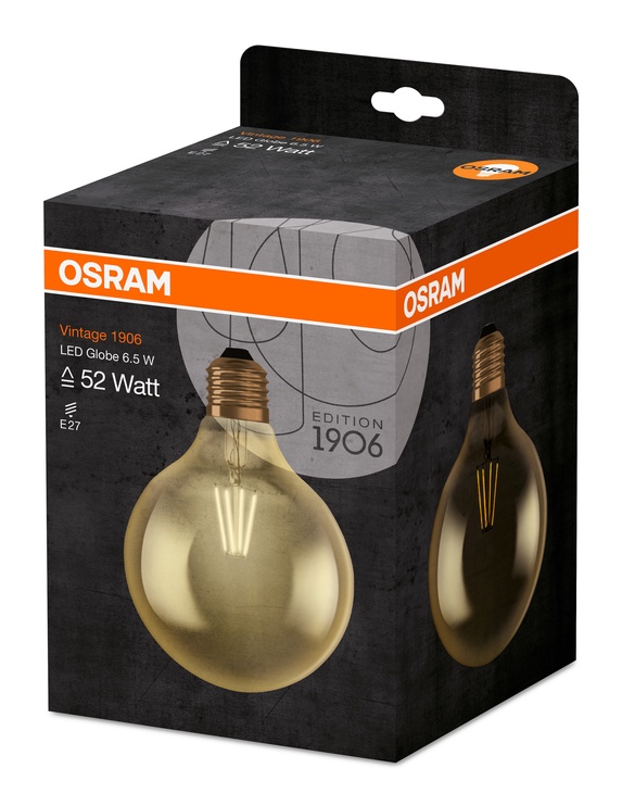 Лампочка Osram LED, G125, теплый белый, E27, 7 Вт, 725 лм