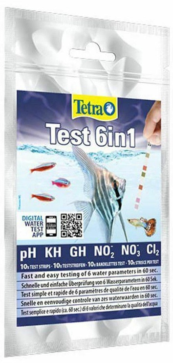 Vandens testas Tetra Test 6in1, PH/KH/GH/NO2/NO3/Cl2