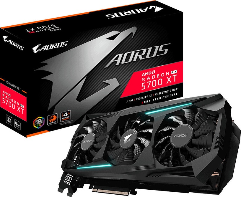 Видеокарта Gigabyte Radeon RX 5700 XT RX AORUS GV-R57XTAORUS-8GD, 8 ГБ, GDDR6