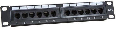 Digitalbox UTP CAT 6 Patch Panel 12-Port Black