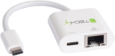 Techly Charging Adapter USB 3.1 Type-C to Gigabite Ethernet + Type-C