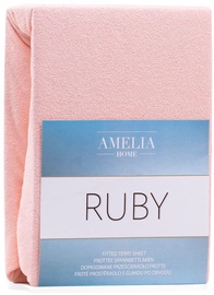 Voodilina AmeliaHome Ruby, roosa, 200x200 cm, kummiga