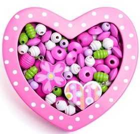 Dekoravimo rinkinys Woody Small Pink Heart Didactic Beads 90214