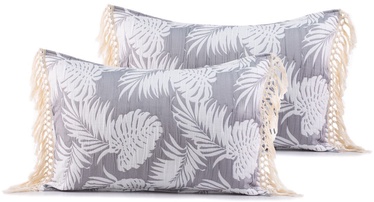 Padjapüür DecoKing Tropical Leaves, valge/hall, 500 x 700 mm