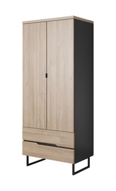 Idzczak Meble Luna 07 2D Wardrobe Black Matt/Grandson Oak