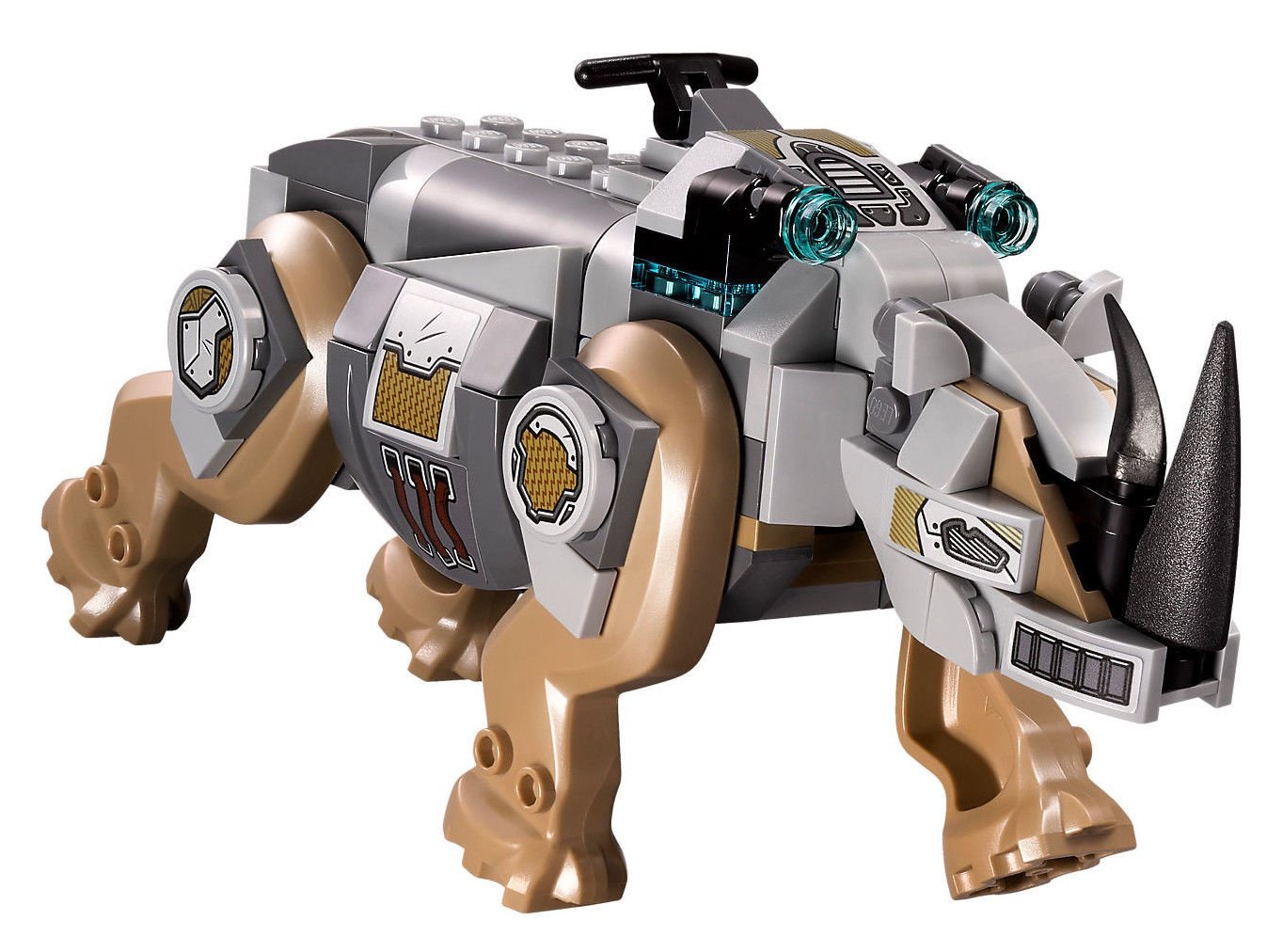 lego rhino face off by the mine