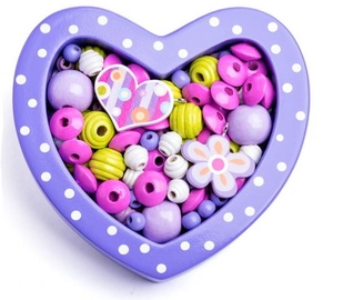 Dekoravimo rinkinys Woody Small Violet Heart Didactic Beads 90216