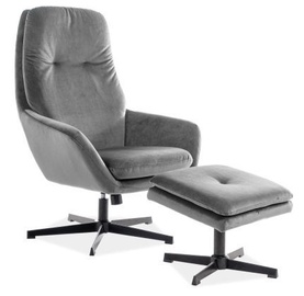 Signal Meble Ford Velvet Chair With Footrest Grey