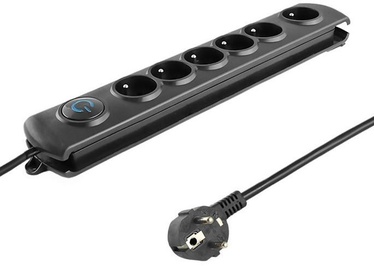 Qoltec Surge Protector 6 Outlet Black 3m