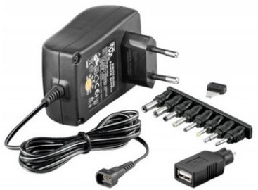 Techly Universal Power Adapter With 7 Removable Plugs 3-12V 1A 12W