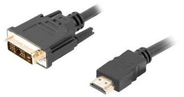 Laidas Lanberg HDMI to DVI-D Single Link HDMI 19 pin male, DVI-D male, 0.5 m, juoda
