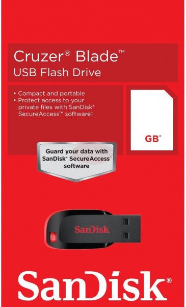 USB atmintinė SanDisk Cruzer Blade, juoda, 128 GB