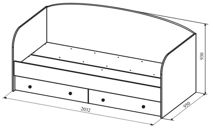 Gulta DSV, balta, 203.2 x 95 cm, ar nodalījumu gultas veļai