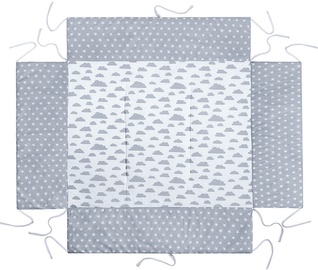Lulando Playpen Mat For Children Grey With Stars/White With Grey Clouds 75x100cm