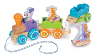 Melissa & Doug First Play Wooden Rocking Farm Animals Pull Train 14608