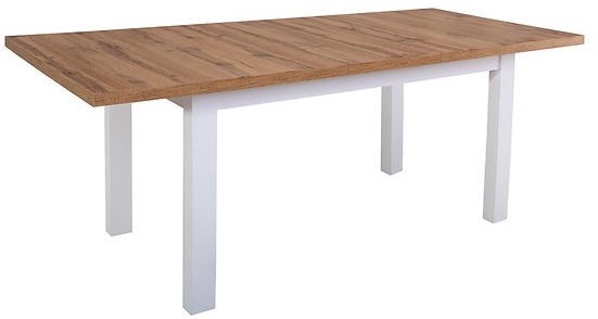 Pusdienu galds izvelkams, balta/ozola, 160 cm x 90 cm x 76.5 cm