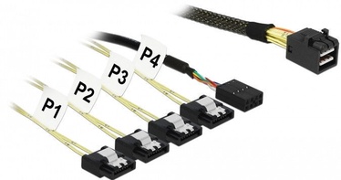Delock SFF-8643 to 4 x SATA 7 Pin + Sideband 1m Black